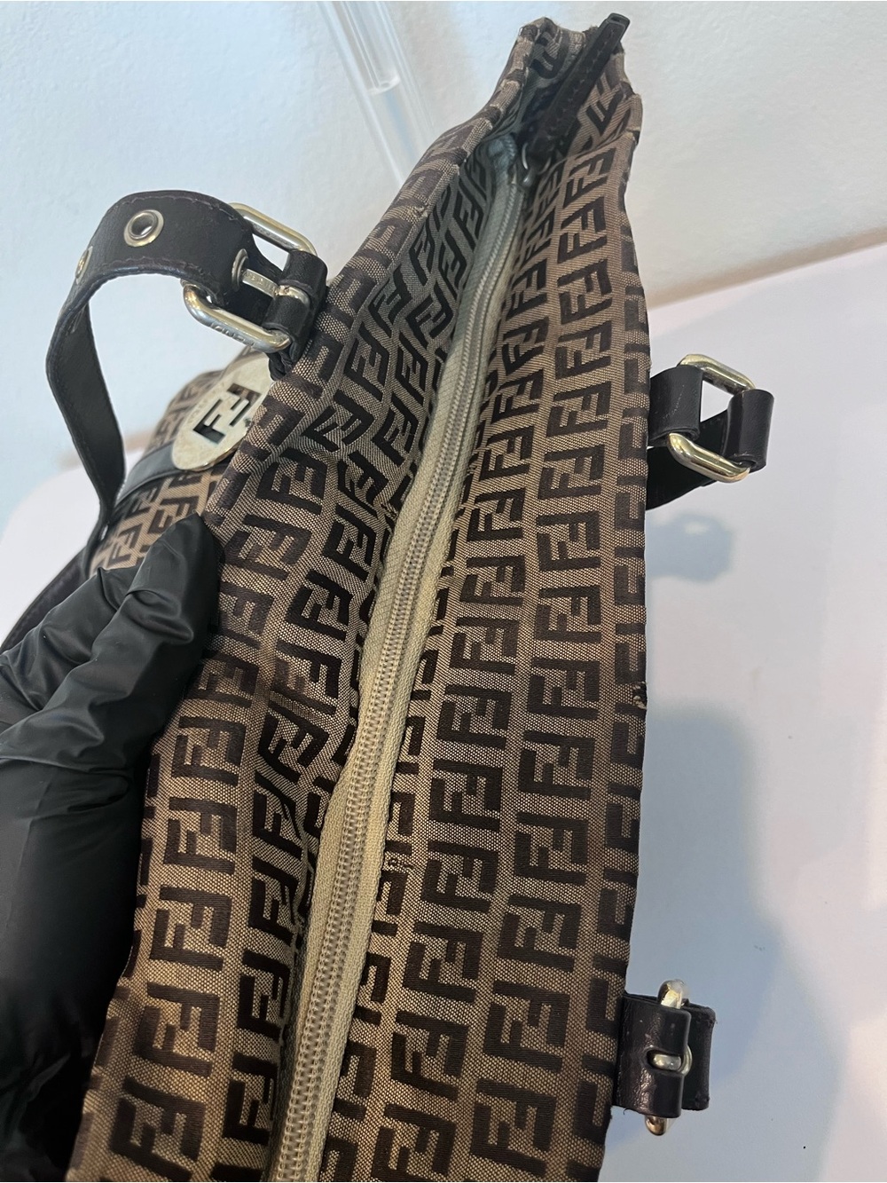 FENDI ZUCCHINO MONOGRAM CANVAS HANDBAG - Picture 7 of 12